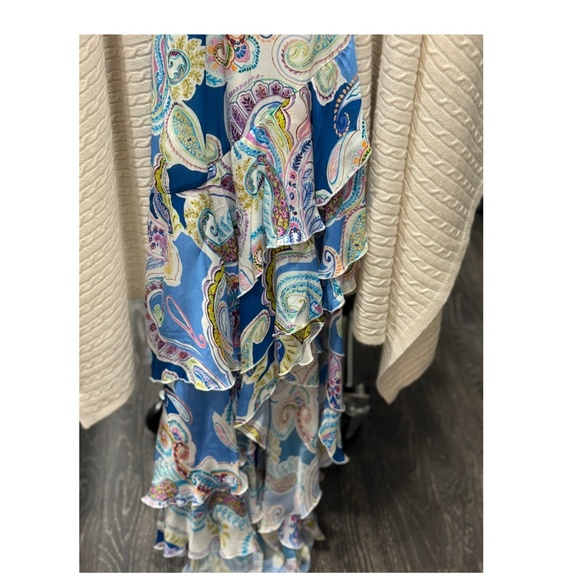 Milly Edra Paisley Ruffle Maxi Dress Blue Multi | Size 2 - Picture 11 of 15